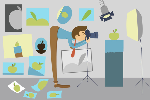 Photographer trains to shoot still life - Vector, Image