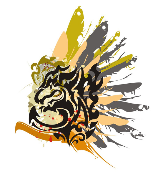 Grunge dragón negro
 - Vector, Imagen