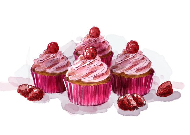Cupcake rosa con bacche
 - Foto, immagini
