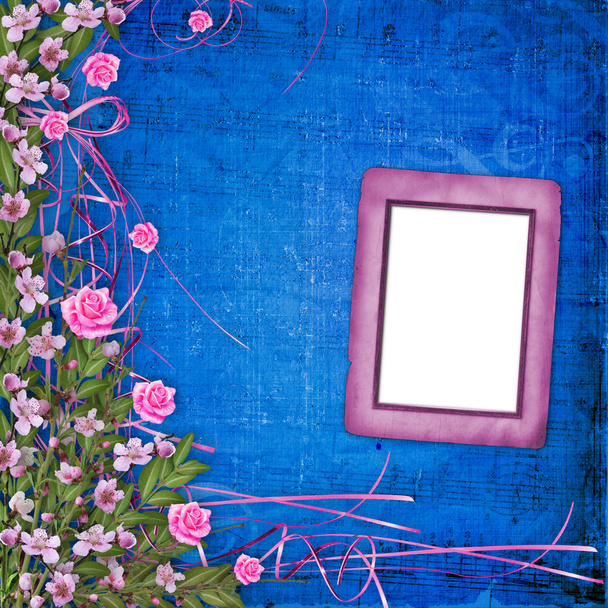 Writing abstract background with floral beautiful bouquet - 写真・画像