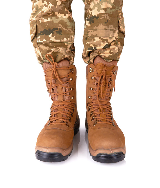 army  boots  on a white - Zdjęcie, obraz
