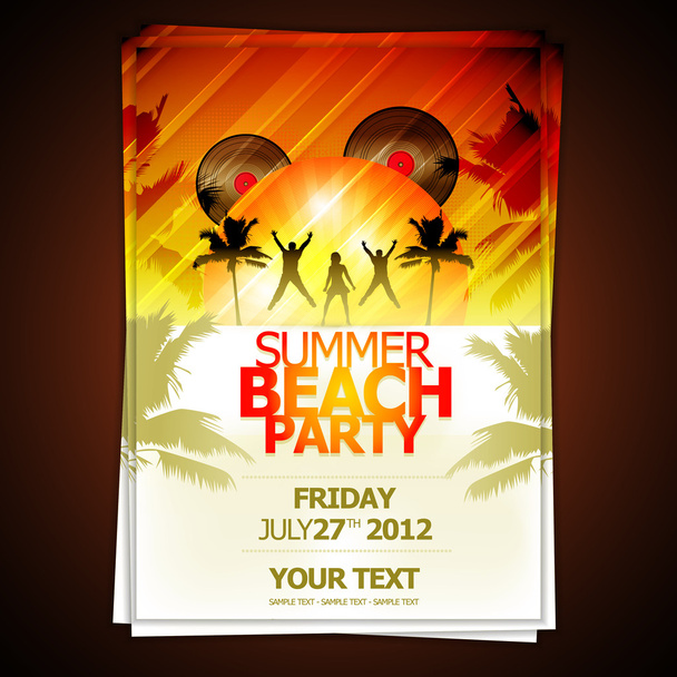 Summer Beach Party Flyer - Vector, Image