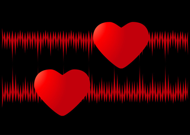 két szép szív egy fekete háttér - Vektor, kép