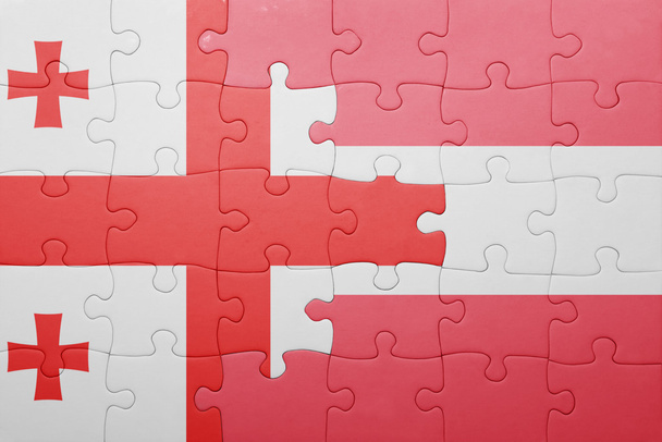 a nemzeti zászló, Grúzia és Ausztria puzzle  - Fotó, kép