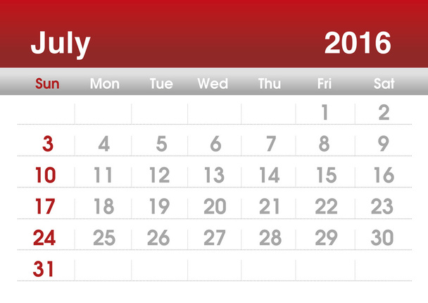 Planning calendar for July 2016 - Photo, Image