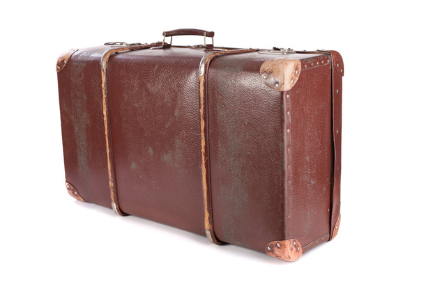 Brown suitcase isolated on white background - Zdjęcie, obraz