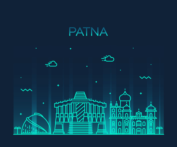 Patna skyline silhouette vektor vonalas stílusát - Vektor, kép