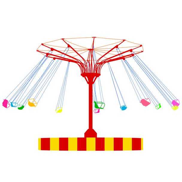 Silhouette atraktsion colorful ferris wheel. Vector illustration - Vector, Image
