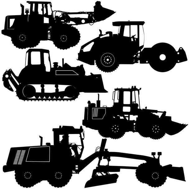 Set silhouette attrezzature per la costruzione di strade. Illustrazione vettoriale
 - Vettoriali, immagini