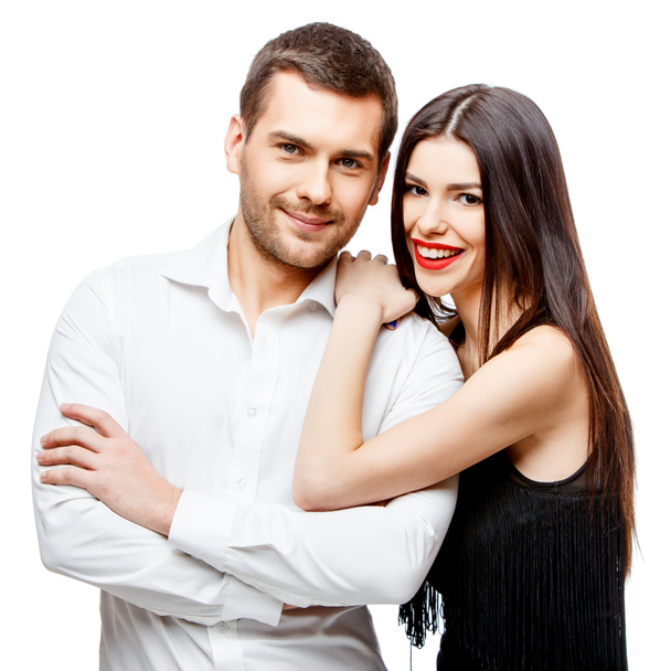 Portrait of a beautiful young happy smiling couple - Fotoğraf, Görsel