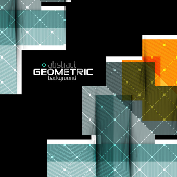 Colorful geometric shapes with texture on black. Modern futuristic abstract design template - Vector, Image