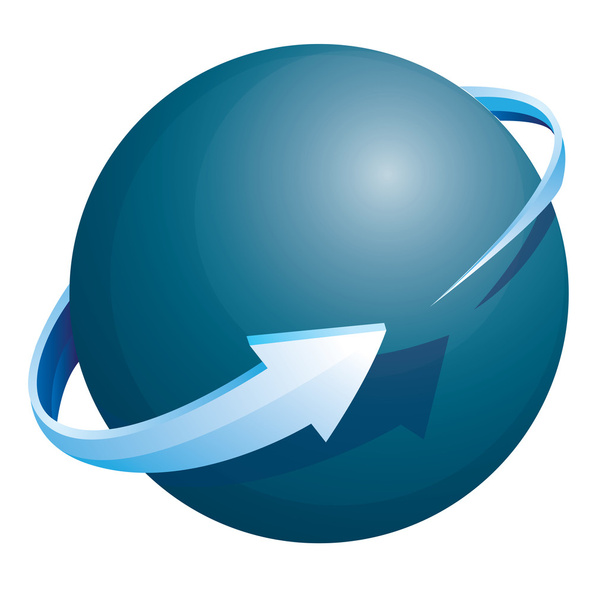 Esfera azul e seta
 - Vetor, Imagem