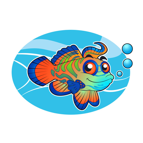 mandarin fish cartoon,vector - Vettoriali, immagini