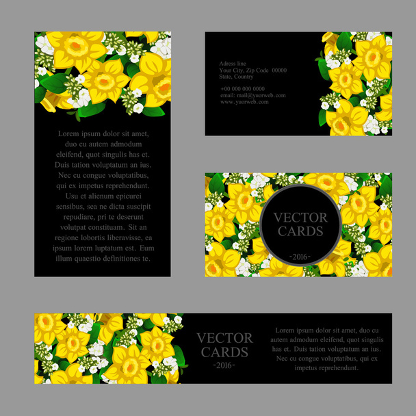Cards with the texture of yellow daffodils - Vektor, Bild
