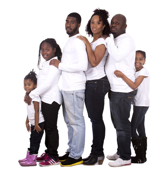 zwarte casual familie - Foto, afbeelding