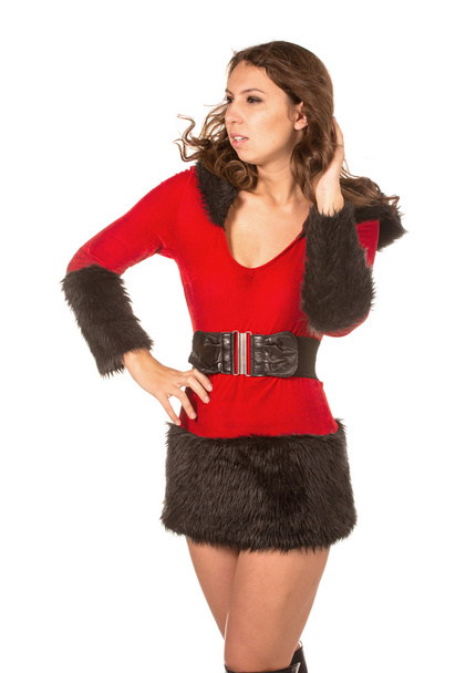 Beautiful young woman dressed with Christmas costume - Foto, Imagem