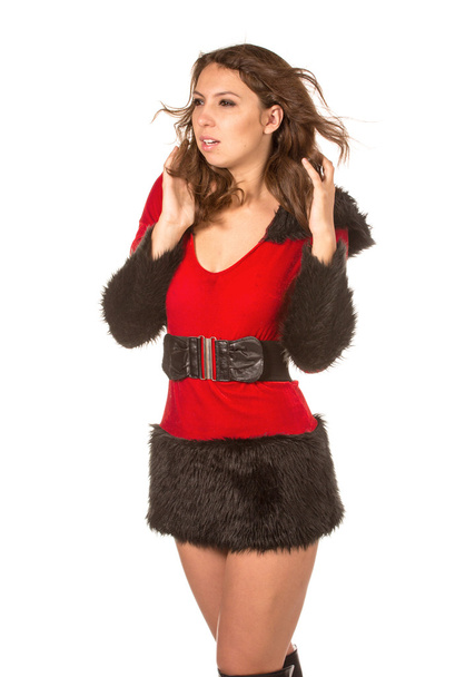Beautiful young woman dressed with Christmas costume - Photo, image