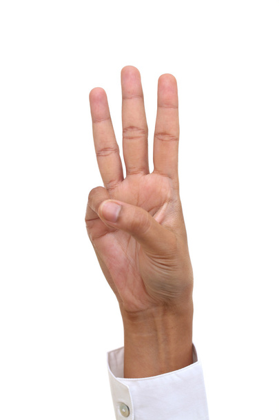 Close up of hand gesture number three - Fotoğraf, Görsel