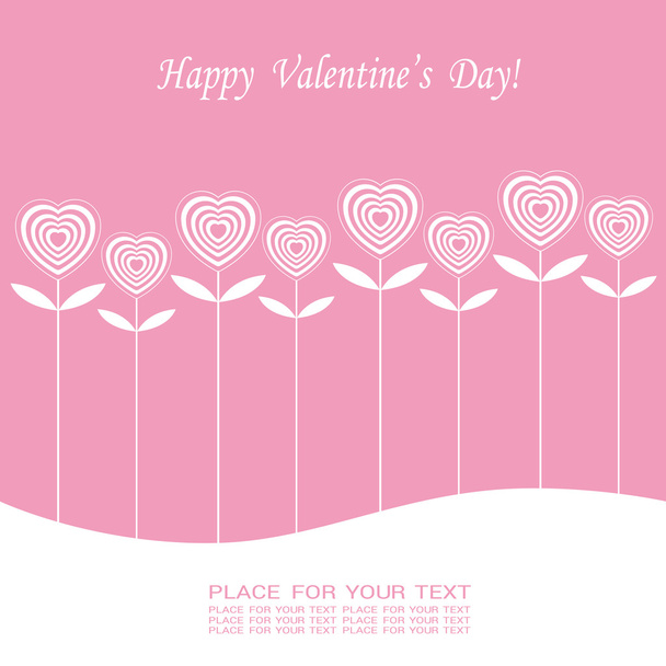 Banner für die Gestaltung von Plakaten oder Einladungen zum Valentinstag mit süßesten Herzchen als Blumen und Titel. Vektorillustration. - Vektor, Bild