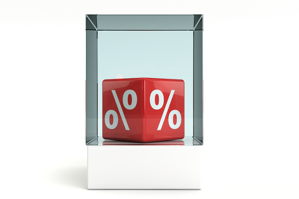 Signo de porcentaje de cubo rojo
 - Foto, imagen