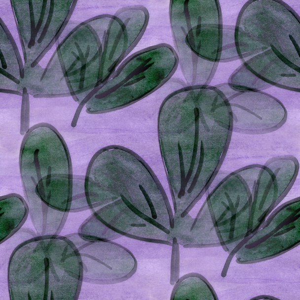 green purple flower ornament seamless texture wallpaper watercolor - Foto, afbeelding