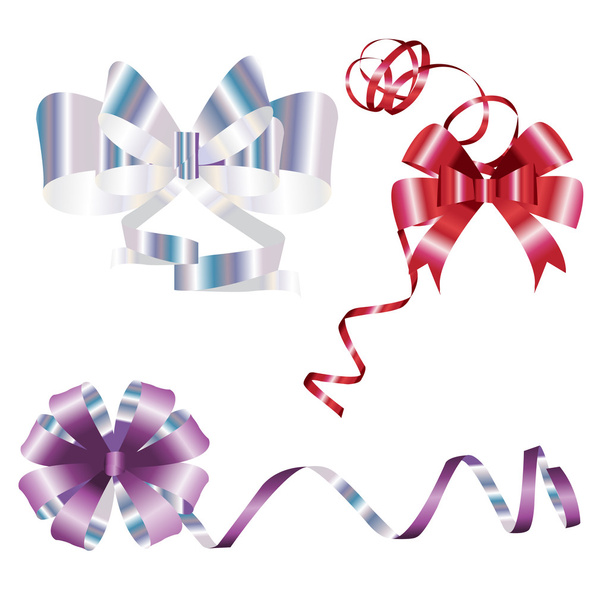 Collection of bows, isolated, vector - Διάνυσμα, εικόνα