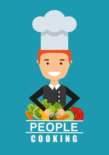 emberek főzés design - Vektor, kép
