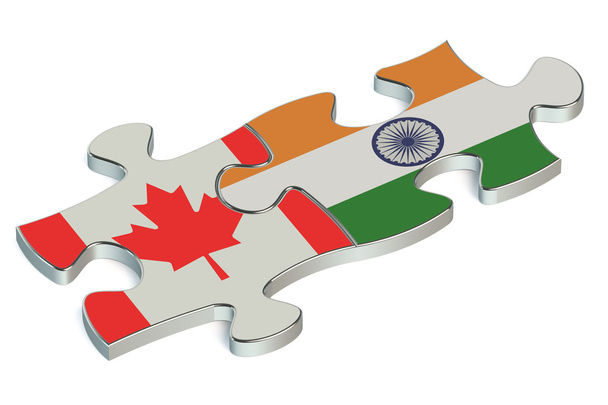 India and Canada puzzles from flags - Foto, Imagen