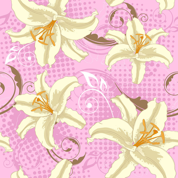 Seamless with lily - Вектор, зображення