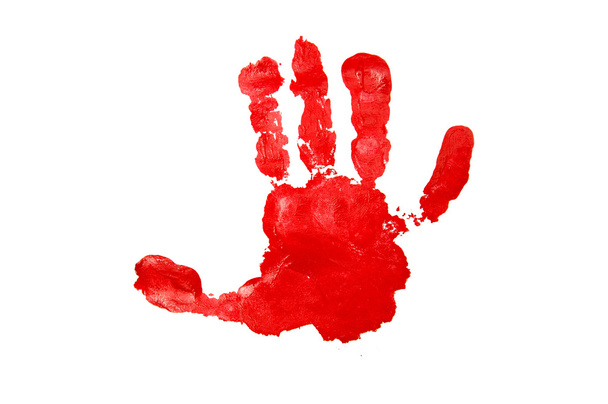 Red Child's Handprint isolated on White - Fotografie, Obrázek