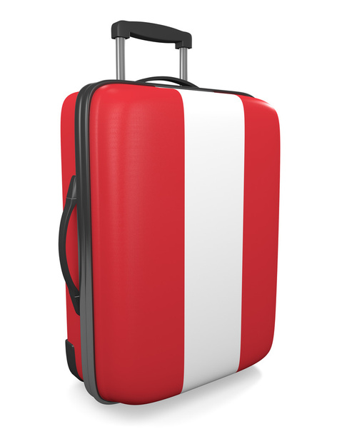 フラグ塗装旅行スーツケースのペルーの休暇先コンセプト - 写真・画像
