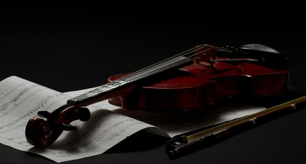 Old Violin and notes - Zdjęcie, obraz