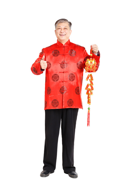 χαμογελώντας κινεζική γέρος στην κινεζική γλώσσα - Φωτογραφία, εικόνα