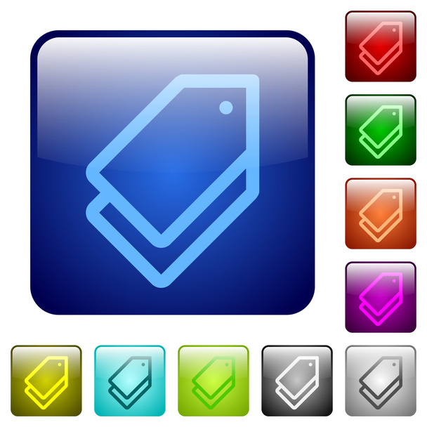 Color tags square buttons - Wektor, obraz
