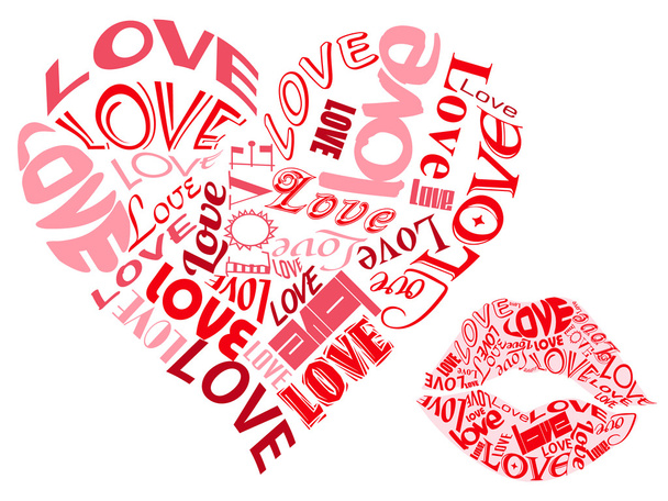 Szerelem/szív és csókok - Vektor, kép