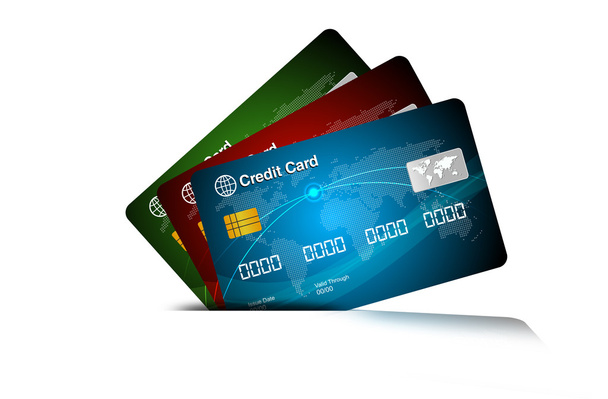 白いビジネス テーマに分離されたクレジット カード デザイン - 写真・画像