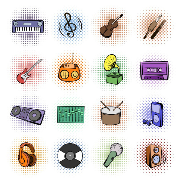 Music comics icons - Vettoriali, immagini