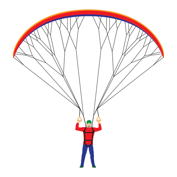 Man with a paraglider. - Vector, Image
