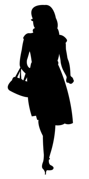 woman walking, silhouette vector - Vector, Image