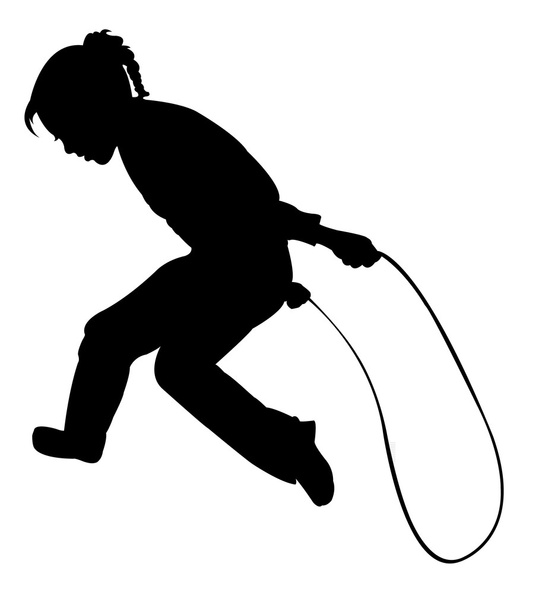 İp üzerinden atlayan kız silueti - Vektör, Görsel