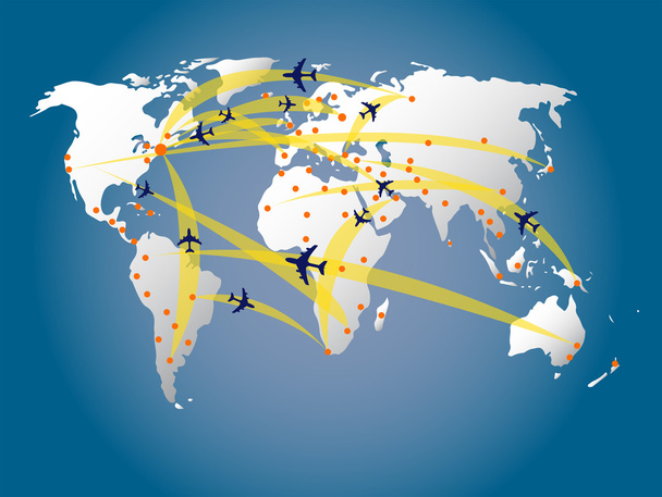 карта світу авіасполучення
 - Вектор, зображення