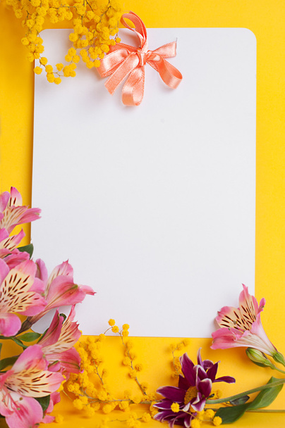 decoratieve kaart met mimosa - Foto, afbeelding