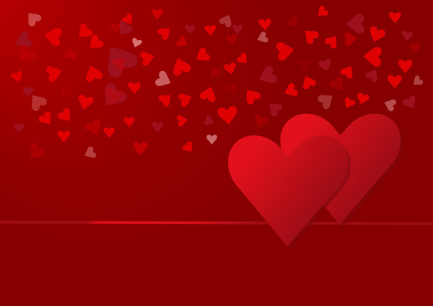 Two red hearts with red small hearts - Vector, Image