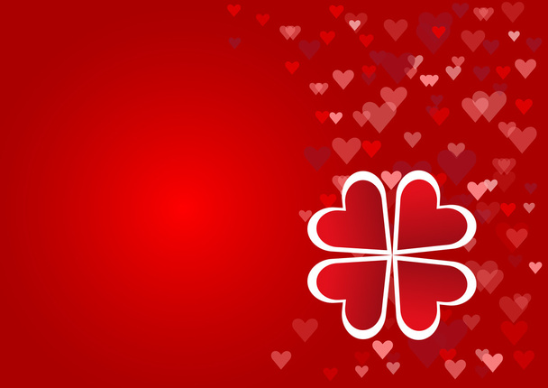 Cloverleaf made from red hearts - Vector, imagen