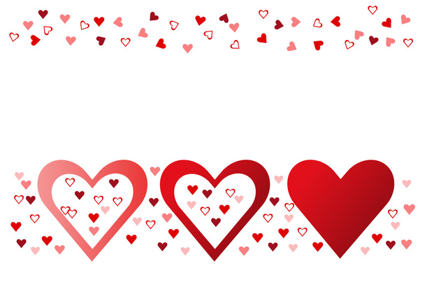 Three red hearts on the white background - Vector, Image