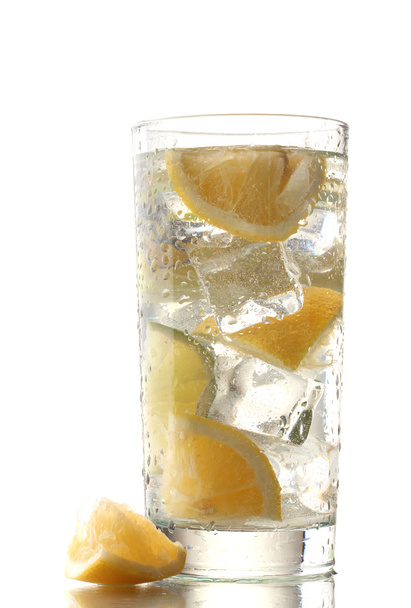 Cold fresh lemonade isolated on white - Fotó, kép