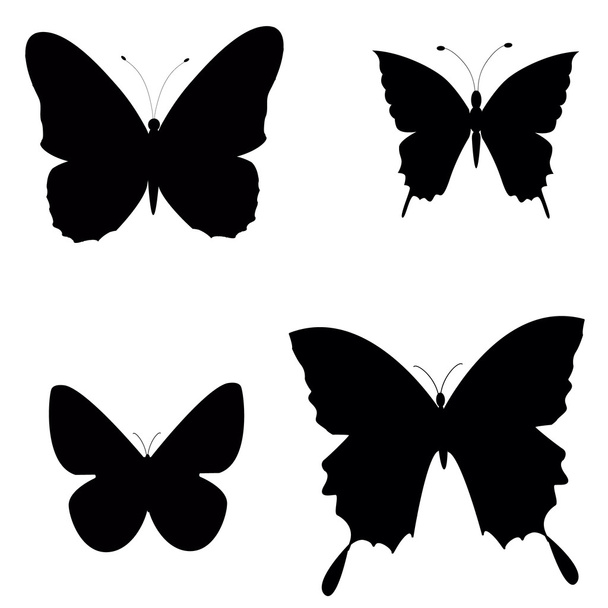 Siluetas negras de mariposas
 - Vector, Imagen