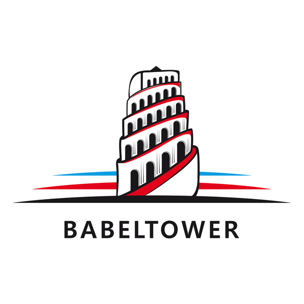 Wieża Babel logo. Ilustracja wektorowa - Wektor, obraz