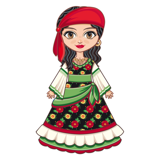 The girl in Gypsy dress. Historical clothes. - Vektör, Görsel