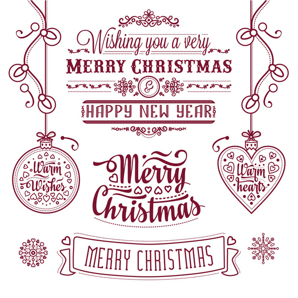 Ensemble de conception de lettres de Noël. Vintage fond de Noël avec typographie
. - Vecteur, image